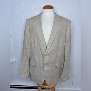 L. Ralph Lauren 100% Linen Beige/Ivory Blazer Sport Coat